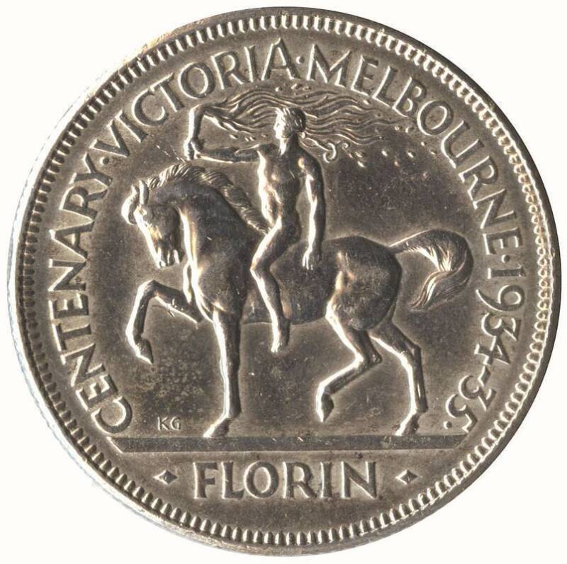 1934/35 Melbourne Centennary florin. gVF.