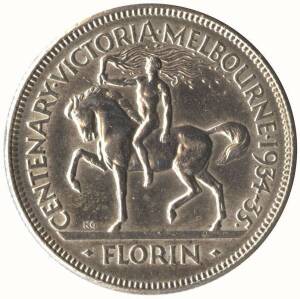 1934/35 Melbourne Centennary florin. gVF.