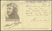 1917 (Feb 15) Mount Gambier-Melbourne per Basil Watson #10 'OFFICIAL SOUVENIR/AUSTRALIAN AERIAL MAIL' PPC with winged propellor and photo of the pilot & facsimile signature on the reverse, superb 'MT GAMBIER/15FE17/STH AUST' cds & KGV 1d cancelled on arri - 2