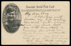 1919 (Aug 12) Minlaton-Adelaide return flight per Harry Butler illustrated 'Souvenir Aerial Post Card' with the pilot's photograph & autograph on the reverse & hand-written message,