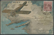 1919 (Aug 12) Minlaton-Adelaide return flight per Harry Butler illustrated 'Souvenir Aerial Post Card' with the pilot's photograph & autograph on the reverse & hand-written message, - 2