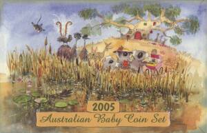 BABYSETS: 2005 & 2007 (The Magic Pudding). Each year with the proof and Unc. sets plus 50c Baby Memento (2). Cat. $800+.