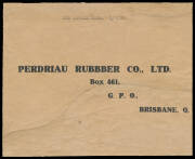 1920 (July 9) Sydney-Brisbane #40 Perdriau Rubber Co Ltd cover with typed endorsement 'Per Aerial Mail 8/7/20' carried by Lt JH Butler of Perdriau Rubber in the company's Royal Aircraft Factory BE 2E on the first one-day flight between Australian capital