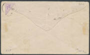 1921 (Sept 30) Adelaide-Alice Springs #55 cover to Unley, SA carried by Francis Birtles and pilot Lt FS Briggs in a DH4 on their Railway Commission survey flight, franked with KGV 2d orange tied Adelaide '27OCT21' roller cancel on arrival also tying North - 2