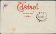 1921 (Dec 4) Perth-Derby #56a Jas A Dimmett Motor Accessories Castrol Oil advertising cover flown by Western Australian Airways on inaugural flight of Australia's first regular airmail service franked with Kangaroo 3d olive (surface fault) and KGV 2d oran - 2