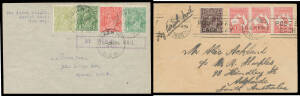 1925 (July 21) Adelaide-Sydney #80-89 two covers carried by Australian Aerial Services Ltd on first flights between new links on the Adelaide-Sydney service, the former with KGV 1½d red, 1½d green, 1d green and ½d green tied 'BROKEN HILL/21JL25/N.S.W' dat