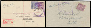 1925 covers with Australian Aerial Services Ltd "Angel" vignette flown from Broken Hill, Cootamundra or Hay; and 1926-28 covers with boxed 'FORWARDED/BY AIR MAIL' handstamps used at Adelaide 17.5.27 (Latest Recorded Date), Blackall 14.9.26 (Earliest Recor