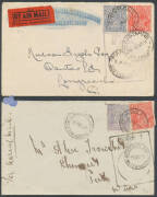 1925 covers with Australian Aerial Services Ltd "Angel" vignette flown from Broken Hill, Cootamundra or Hay; and 1926-28 covers with boxed 'FORWARDED/BY AIR MAIL' handstamps used at Adelaide 17.5.27 (Latest Recorded Date), Blackall 14.9.26 (Earliest Recor - 3