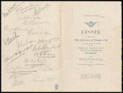 DINNER MENUS: A marvellous collection of menus from dinners honouring pioneering flights and pilots: 1926 (Aug.12) Captain Alan Cobham for "The Wakefield World Flight"; 1927 (Aug.22) Group-Captain Fellowes, Flight-Lieutenant S. Nixon & M.A. Giblette regar