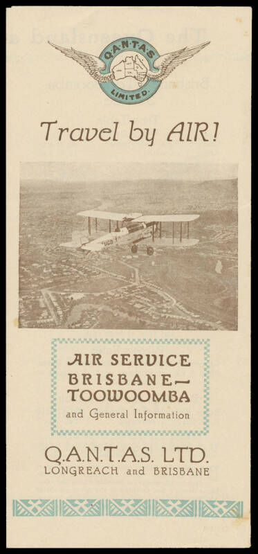 QANTAS FLIGHT SCHEDULES: A collection of 1927-55 publications regarding flight schedules, routes, timetables, etc., including several early and very scarce items. (30). All different.