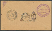 1927 (Oct 14) England-Australia #113 intermediate cover to Philippines endorsed "Via Singapore By Air" carried by Capt WA Lancaster and Mrs Keith Miller in an Avro Avian with India KGV ½a green (3) tied 'PARK STREET/18DEC27/CALCUTTA' also tying special 'B - 2