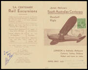 A folio containing 1928 - 1970s ephemera including 1928 Hinkler in Adelaide programme, New England Air Service time-table, 1931 Kingsford Smith brochure, James Melrose 1936 flight, South Australian Centenary Air Race brochure, 1938 Empire Air Mail Scheme