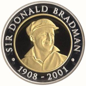 2001 $20.00 Bradman bi-metal proof. Cased with certificate. Cat. $475.