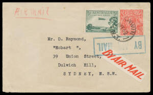 1930 (Feb 19) Darwin-Daly Waters-Sydney #153 with 'DARWIN/18FE30/NT' cds & 'DULWICH HILL/26FE30/NSW' arrival b/s, minor blemishes, Cat $600.