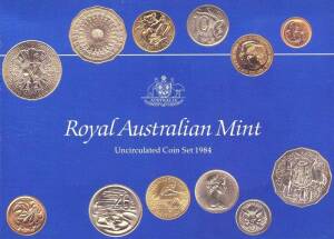 1969-78 and 1984. 1969 in Blue Wallet and 1984 yellow plastic without sleeve. Some tone, 1976 and 1977 sticky plastic as is usual. In registered cardboard box as dispatched from the Royal Australian Mint, Canberra.