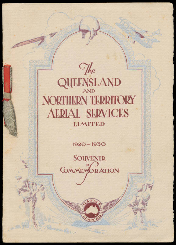 THE TENTH ANNIVERSARY OF QANTAS: 1930 (Oct.25) souvenir programme for a "Smoke-O to be held at the Cafe Elite, Longreach.....for the purpose of commemorating the early work of the Company..." together with the inserted "Toast List". (2 items).These are fr