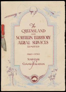 THE TENTH ANNIVERSARY OF QANTAS: 1930 (Oct.25) souvenir programme for a "Smoke-O to be held at the Cafe Elite, Longreach.....for the purpose of commemorating the early work of the Company..." together with the inserted "Toast List". (2 items).These are fr