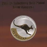 KOOKABURRA - $1.00/1oz proof, 2000/2001/2002 cased triple, 2001/2002 cased pair and 2005 with Libra privy mark: KANGAROO - 1oz Unc. 1993, 2002, 2003 (3), 2004 & 2005 (2); Proofs, 2004 plus 2003, 2004 & 2005 all gold plated. Cat. $1,200+.