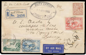 1932 (April 19) England-Australia #258 cover endorsed "Per Mr CWA Scott" carried on his record-breaking flight in a DH60M Moth signed "C Scott" on face franked Great Britain KGV 1½d brown uncancelled but with 'DUTY OFFICE/19APR1932/LYMPNE AIR PORT' privat