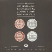 Kookaburra group: 1999 Privy Mark boxed set of "Glamour Coins" with 4 2oz proofs, 1923 &frac12;d, 1930 1d, 1932 Florin & 1933 Shilling; 1991 Unc.&nbsp;& 1994 C'wealth Games Specimen 1oz coins; 1992 2oz Proof; 1994 1oz proof;&nbsp;1999 1oz Pattern Nickel Penny proof; 2000/