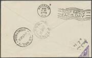 1932 (June 7) Australia-England #266 intermediate cover carried by JM Weir from Sydney to Darwin on his attempted flight to England signed "JM Weir 4.6.32" on back franked with Sydney Harbour Bridge 3d blue and 2d red tied 'DARWIN NT/7JE32/AUSTRALIA' date - 2