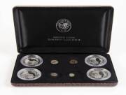 2000 Kookaburra proof Privy Mark cased set of 4, $2.00, 2oz "Ancient Coins". With Antoninianus Silver Privy, Byzantine Bronze Privy, English Silver Penny Privy and Silver Denar Privy, each with its relevant ancient coin. With 4 certificates, all numbered 