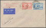 1932 (Aug 3) England-Australia #272/273 two covers carried by Richard Allen both signed on face, the first from England to Western Australia subsequently franked with Sydney Harbour Bridge 3d blue and 2d red tied 'WYNDHAM/20SE32/WESTN AUSTRALIA', the othe - 2