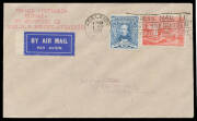 1932 (Aug 15) Brisbane-Brisbane #277a cover carried to Adelaide on the first aerial circumnavigation of Australia by a woman endorsed 'ROUND AUSTRALIA FLIGHT BY COURTESY OF MRS HB BONNEY AVIATRIX' signed Mrs Harry Bonney on back franked with Sturt 3d blue