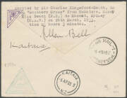 1933 (March 26) New Zealand-Australia #299 cover carried per 'Southern Cross' return flight of the second trans-Tasman crossing signed C Kingsford Smith, PG Taylor, John SW Stannage and J  Pethybridge on face, endorsed as such signed Allen Bell on back an - 2