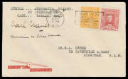 1933 (March 9) Switzerland-Australia #304 intermediate cover endorsed "Darwin to Brisbane" and 'ZURICH AUSTRLAIA FLIGHT/BY COURTESY OF/CARL NAUER' signed by pilot on face carried after his arrival with Sturt 1½d red and KGV ½d orange tied Brsibane '1933/1