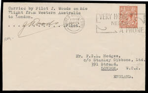 1933 (July 2) Australia-England #316/317 two covers carried by James Woods in the 'Spirit of Western Australia' , Cat $1,000.