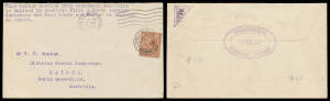 1934 (March 22) England-Australia-England #365a/374 two covers carried by B. Rubin and K. Waller on their survey flight for the MacRobertson Air Race, the former an Aero Club of NSW intermediate cover from Darwin to Sydney (12 flown) with KGV 2d red tied 