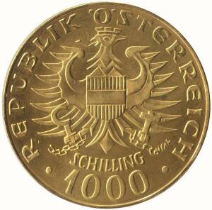 Austria: 1976 commemorative 1000 schilling, issued for the Babenberg Dynasty Millennium. 0.3906oz AGW.