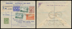 1934 (Oct 20) England-Australia #433 MacRobertson Air Race cover carried by winning entrants CWA Scott and Tom Campbell Black (signed by both pilots on back) in their DH66 Comet 'Grosvenor House' in a total elapsed time of 71 hours even, franked with Grea