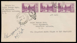 1934 (Oct 21) Australia-USA #455a intermediate cover flown by Sir Charles Kingsford Smith & PG Taylor in the Lockheed Altair 8D "Lady Southern Cross" on the first eastward crossing of the Pacific by air from Hawaii to Los Angeles with USA 3c Mt. Rainier i