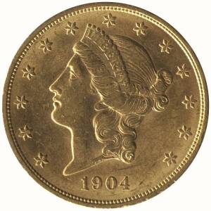 United States of America: 1904 $20 GOLD Double Eagle.