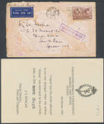 1935-39 Crash Mail group comprising "City of Khartoum" #575 long envelope from Switzerland with contents & advisory leaflet from Sydney GPO; "Scipio" #623 to London with 'DAMAGED BY WATER' h/s; "Athena" advisory leaflet from Sydney GPO; and "Cygnus" #782a - 2