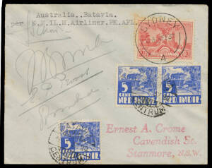 1937 (Jan 9) Australia-Netherlands Indies per KNILM charter flight with stamps of both countries, four signatures, Cat $225.