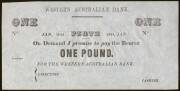 1841-44 (McPFB/60/H1) Western Australian Bank 1844 &pound;1 unissued remainder. Full note with watermark, Unc. One of the earliest known W.A. banknotes.