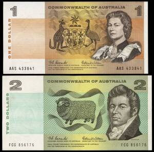 Commonwealth of Australia group; 1966-72 (R.71,74,81) $1.00, Coombs/Wilson consecutive run of 7, AAS 433841-847 & 2 other plus a Phillips/Wheeler single. $2.00 Coombs/Wilson consecutive pair. Majority EF - Unc..