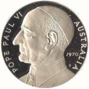 1970 First Papal Visit to Australia cased set of 2 identical proof&nbsp;medallions in GOLD and silver depicting Pope Paul VI and the Papal Arms. The gold medallion is&nbsp;18ct, hallmarked and weighing 0.84oz. - 2