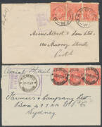 1925 covers with Australian Aerial Services Ltd "Angel" vignette flown from Broken Hill, Cootamundra or Hay; and 1926-28 covers with boxed 'FORWARDED/BY AIR MAIL' handstamps used at Adelaide 17.5.27 (Latest Recorded Date), Blackall 14.9.26 (Earliest Recor - 4