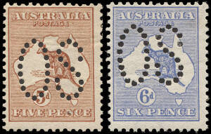 "OS" punct. group; Incl. 2d Grey, large 'OS'*, 2½d Indigo, large 'OS', 3d Olive, Die II & 4d Orange, both small 'OS', commercially used, 5d Brown, large 'OS'* and 6d Ultramarine, large 'OS' (2*). Carded and priced, viewing suggested, low estimate as condi