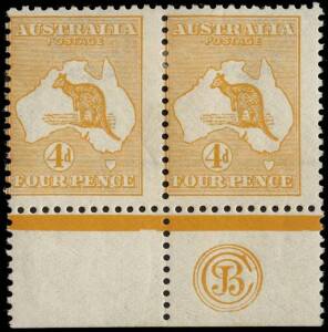 4d Orange (Plate 2), JBC Monogram pair, Mint, centred left but with the monogram complete. BW:15za.