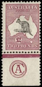 &pound;2 Black & Rose, CA Monogram single. Mint. With B.P.A. Certificate [2012] expressing the opinion that the piece is genuin but with the monogrammed selvedge re-joined and regummed. Nevertheless, a great rarity and one of the most important monogram items i