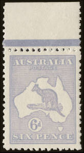 6d Grey-blue, top marginal unit with 'Small nick to 'Roos forearm''. Fre4sh and w/c.