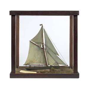 A model yacht in display case "The Clyde", circa 1900