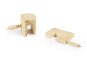 Two whalebone miniature work clamps, 19th century
