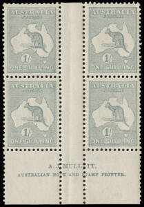1/- Emerald, MULLETT Imprint block; superb. BW:33(4)zd - $1750