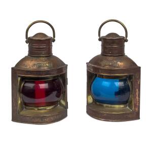 A pair of ships lanterns, copper and brass, early 20th C.